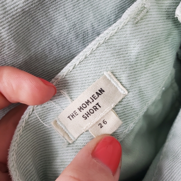 Madewell The Mom Jean Short Womens Size 26 High Rise Raw Hem Mint Green Colorful - Picture 3 of 6